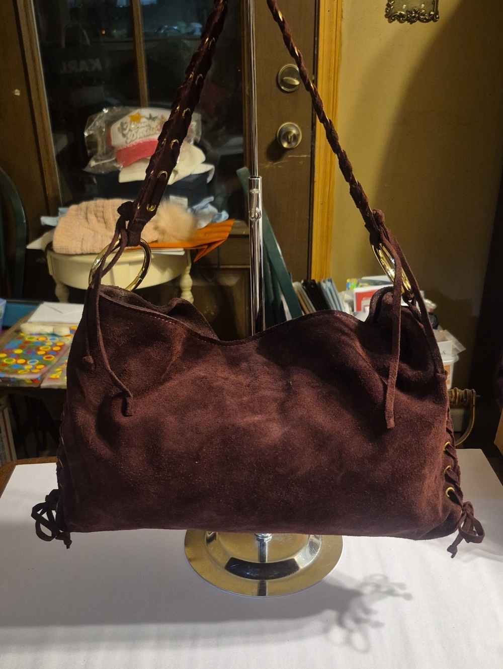 Cheval Suede Shoulder Bag made In Italy Genuine Leather. EUC...